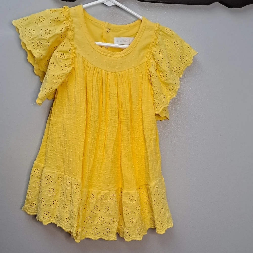 Rachel Zoe Boho Light Yellow Crochet Textured Dress Size 4T - Picture 2 of 8